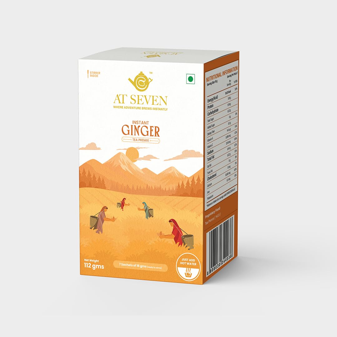 GINGER CHAI 7袋セット At Seven Ginger Tea Premix – 7 Sachets | 16g Each | Instant Ginger