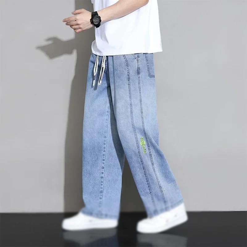 Autumn Wide Leg Jean Pants Men Trousers Loose Casual Straight Pants4