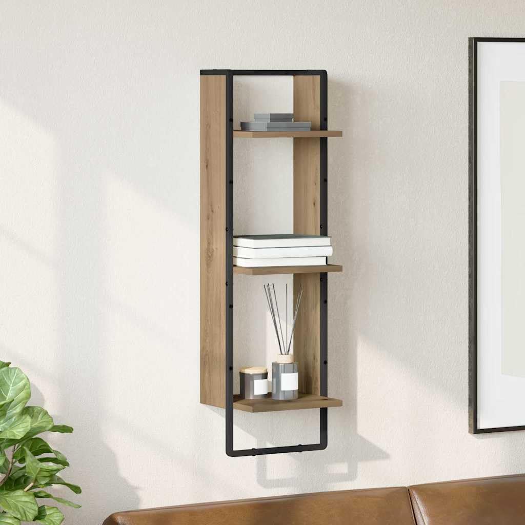 vidaXL Wandplank met plank Zwart Eiken 30 x 25 x