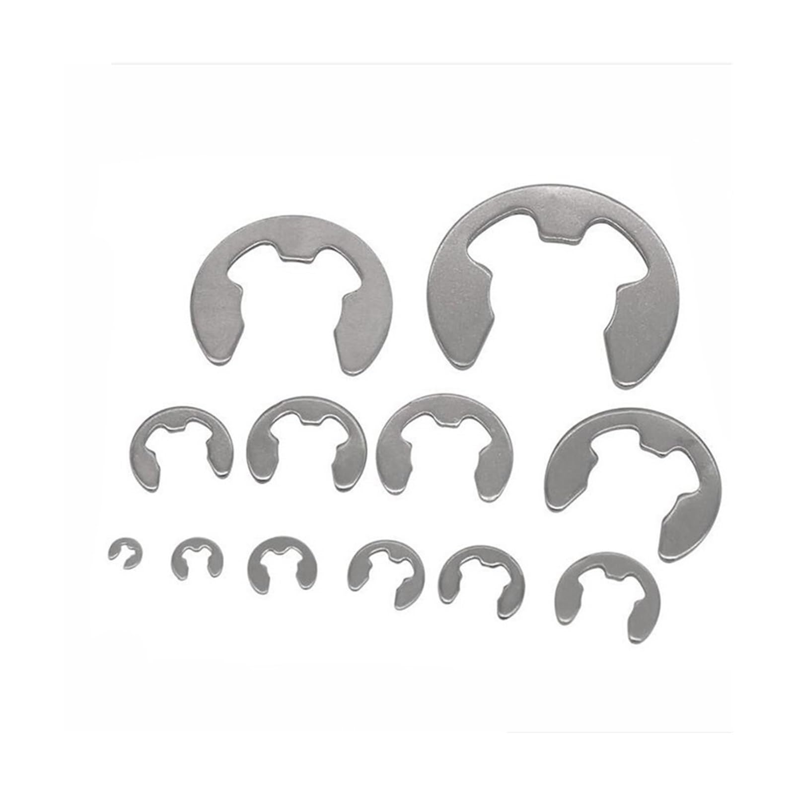 Lksgjsnb One Color 200Pcs M1.5 M2 M3 M4 M5 M6 M7 M8m9m10 304 Stainless Steel E Clip Washer Assortment Kit Circlip Retaining Ring For Shaft Fastener