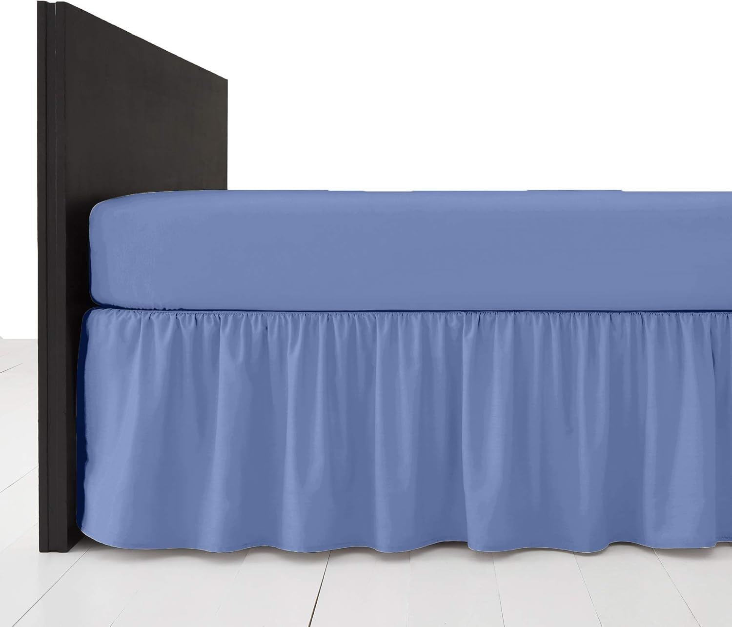 Polycotton Platform Base Valance Sheet – Extra Deep 16” Frill – Under Mattress Bed Skirt, Durable Easy Care, Wrinkle Resistant Bedding (Mid Blue, Double)