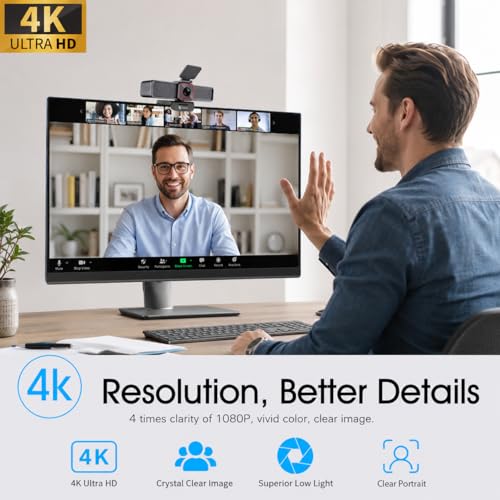 Image of Angetube 4K Webcam with AI Tracking, 100Wide Angle, Remote Control 4K Web Camera /10X Digital Zoom,1080P 60fps Web cam with HDR /Dual Noise Cancelling Mics for Video Calls /Meetings /Streaming /Skype /Zoom | Privacy Cover,10X Digital Zoom,1080P 60fps Web Cam with HDR /Dual Noise Cancelling Mics for Meetings /Streaming /Teams /Zoom