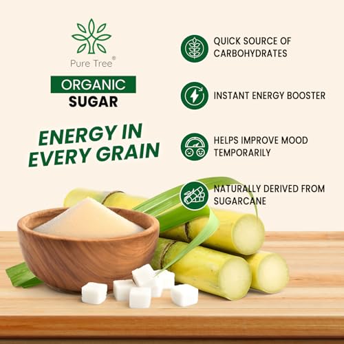Image of Pure Tree Certified Organic Sugar | 5 Kg / 5000 g | Sulphurless Cheeni, Shakkar | Gluten-Free Chini Processed From Sugarcane