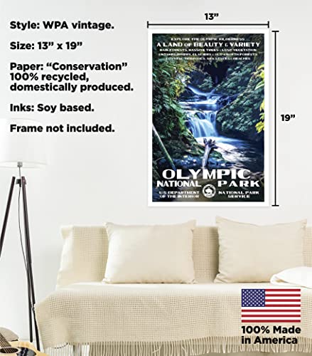 National Park Posters Olympic Original Artwork - 13" X 19" By Rob Decker - Wpa Style #TOP2