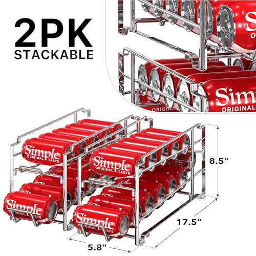 Simple-Houseware-2-Pack-Stackable-Beverage-Soda-Can-Dispenser-Rack-Chrome-Metal-Soda-Can-Soft-Drink-Organizer