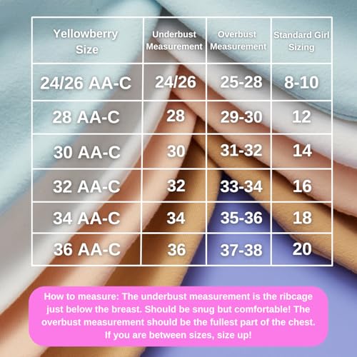 Yellowberry Butter Bra – Soft Full Coverage Everyday Bra for Girls, Tweens & Teens; Wireless, Adjustable & Convertible Straps; First Training Bra with Hook-and-Eye Closure (28 AA-C, Snowflake)4