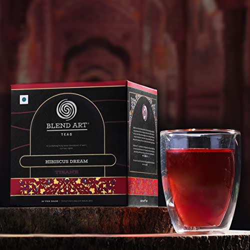 Image of Blendart Hibiscus Tea Loose Leaf Herbal Tisane Tea Natural Flavour for Improves Heart and Health Lowers Cholesterol and Uplifts Mood Great for Iced or Hot Brewed - 15 Tea Bags