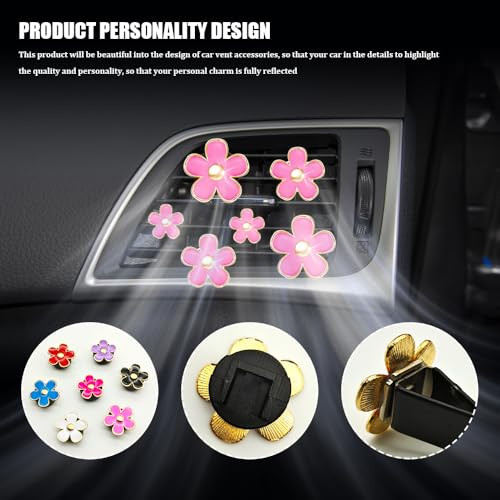 Image of 8PCS Daisy Flower Air Vent Clip Accessories, Air Conditioning Outlet Clip, Car Air Freshener Dashboard Accessories Charm, Auto Decorations Interior Universal Car Fresheners for Women