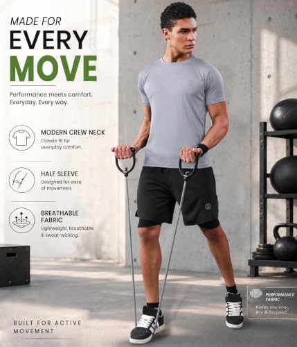 Image of CHKOKKO Gym T Shirts for Men Workout Activewear Solid Quick Dry Sports Tshirt for man Breathable Lightweight Half Sleeve Regular Fit Round Neck Running Boys T Shirt