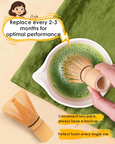 2-Pack Bamboo Matcha Whisk Set