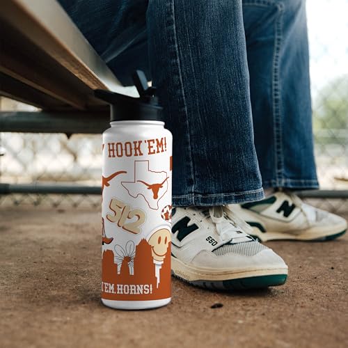 Image of Logo Brands NCAA Native 34 oz Quencher Water Bottle - | Local Icons Design | Double-Wall Insulated| Leak-Proof Lid & Built-In Straw
