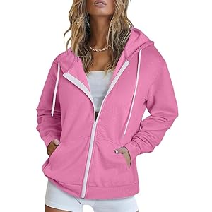 Dokotoo Women’s Full Zip Up Hoodie Long Sleeve Hooded Sweatshirts Pockets Jacket Coat for Women