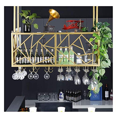 Casier à vin suspendu en or 100cm support de bouteilles et verres pour bar