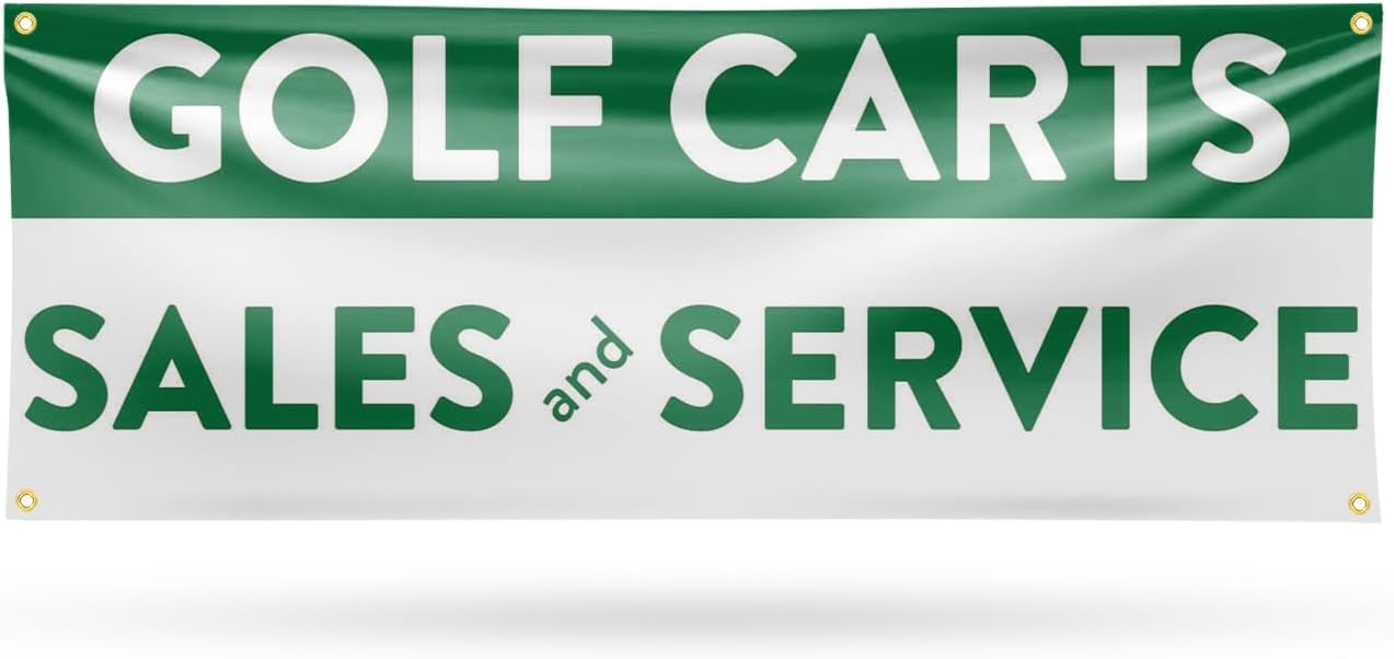 Golf Carts Sales and Service Banner Sign 48 Inch x 96 Inch | 13 oz Vinyl with Metal Grommets | Heavy-Duty Single-Sided Outdoor Durable Printed High-Quality Weatherproof | Made in the USA