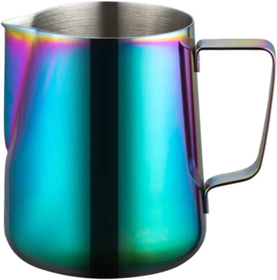 Milk Frothing Pitcher Internal and External Scale Flower Vat Fancy Milk Frother Cup Coffee Coffee Bar Cappuccino(Multi-colored,600ml)