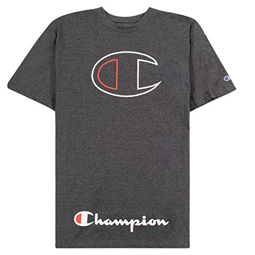 Champion Big and Tall T Shirts for Men – 2 Pack Graphic Mens Big and Tall Tees Charcoal/Red