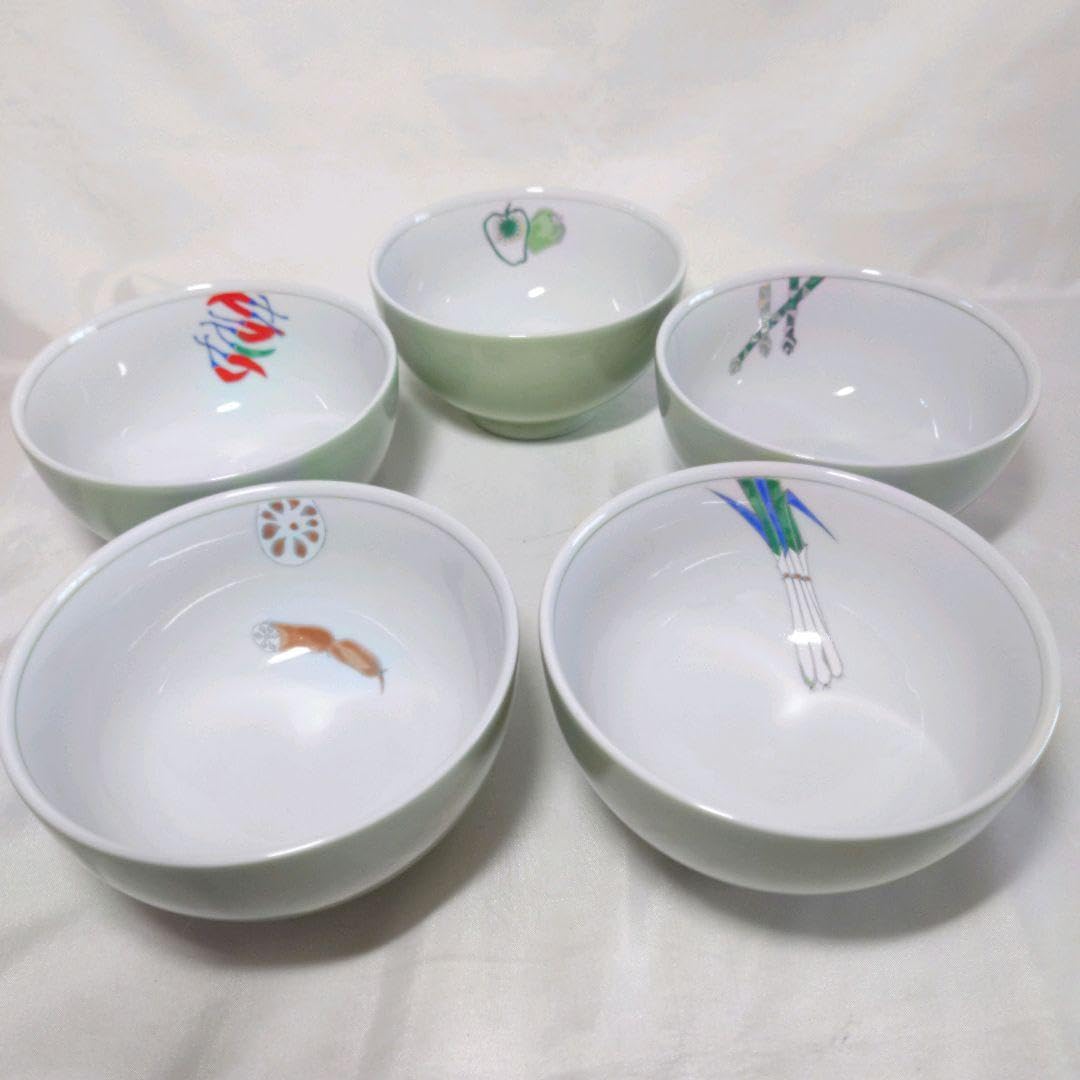 Amazon.co.jp: 深川製磁 野菜柄 多様丼 どんぶり 5個 : ホーム＆キッチン