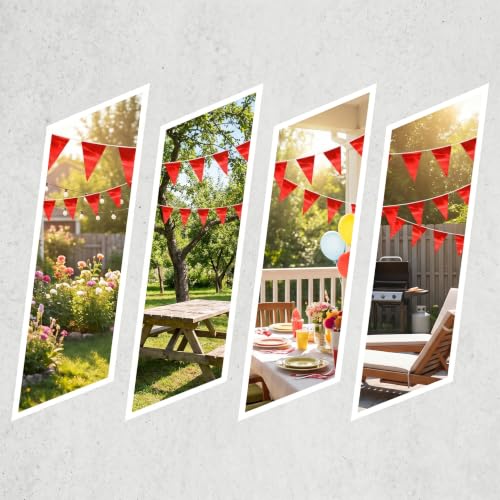 Image of 65FT Red Glitter Triangle Pennant Banner Flag Metallic Bunting Fabric Garland for Christmas Graduation Wedding Engagement Anniversary Bachelorette Birthday Bridal Shower Valentine's Party Supplies