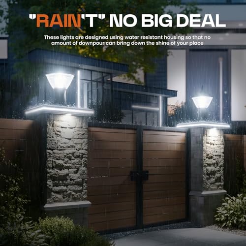 Image of Gigawatts GWSRW-02 Outdoor Gate Light - 12W Integrated Light 101% Rust & Waterproof Polycarbonate, ABS, PP Pillar Lamp Base Mount Black Exterior Fixture for Garden, Boundary & Home Entrance