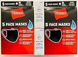 AIRQUEEN [5 Black Masks + 5 White Masks + 2 HS] Hane's Men's and Women's Soft 3-Ply 100% Cotton Washable and Reusable Face Masks with Adjustable Nosepiece, One size Fits most