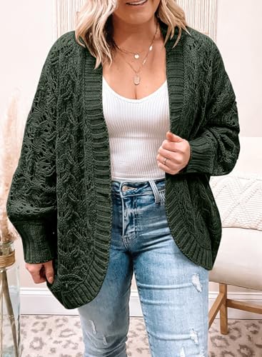 Image of Eytino Womens Plus Size Crochet Cardigan Sweater Long Sleeve Hollow Out Open Front Cardigans Outwear(1X-5X)