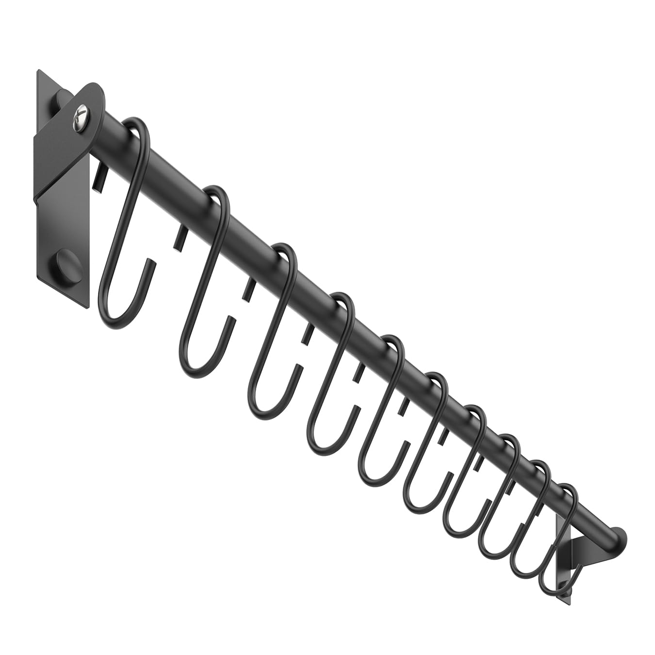 MIIVII Stainless Steel Utensil Rack, Wall-Mounted Hanging Bar Rail Rack with 10 Removable S Hooks, for Kitchen & Bathroom, 50cm (Black)