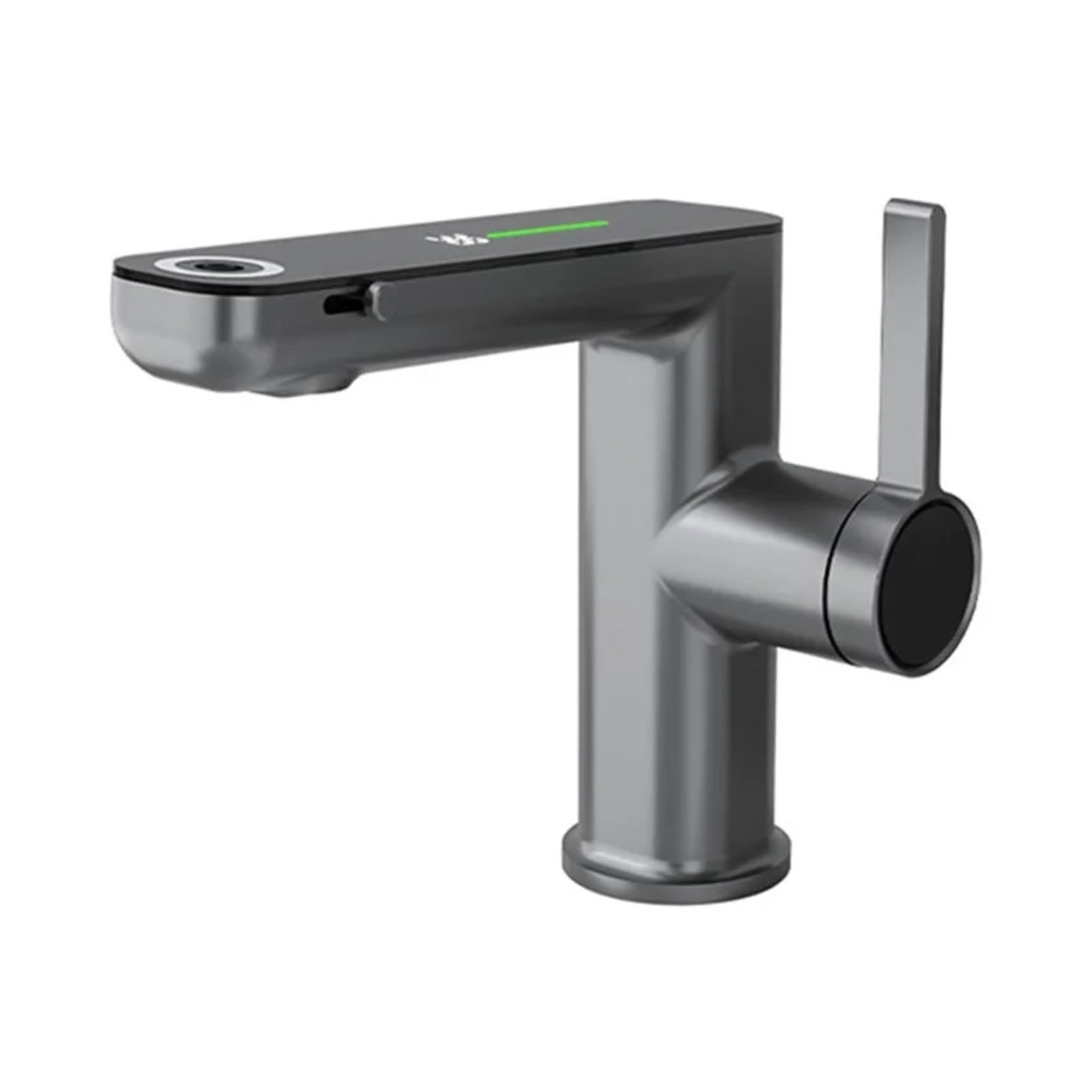 Digital Display Faucet, Brass 2-Mode Basin Mixer Tap with LED Temperature Screen, Deck Mounted,Safe and Reliable(Gunmetal Gray)