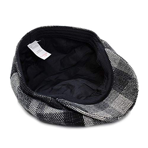 DELLA-Winter-Plaid-Berets-Caps-for-Men-Warm-Wool-Thicken-Newsboy-Cap-for-Women-Vintage-Octagonal-Detective-Painter-Hats-Retro-Flat-Cap-Black60cm