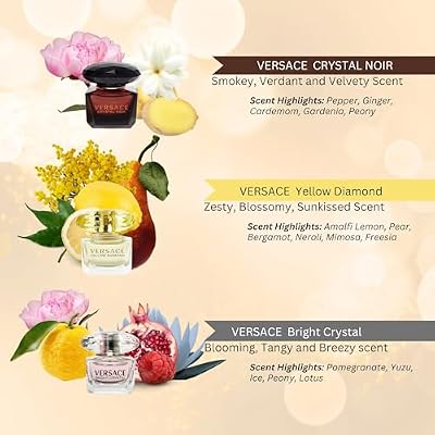 Versace Perfume for Women Variety 3-Piece Mini Gift Set Yellow Diamond, Crystal Noir, Bright Crystal