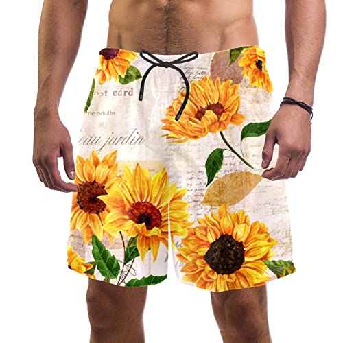 Maillots de bain pour hommes HadHfun : short de plage vintage à tournesols séchage rapide