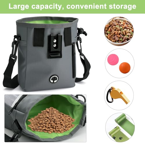 Graue Leckerlitasche für Hunde,Leckerlibeutel für Hunde,Futterbeutel Hundetraining, Bauchtasche Hundetraining, Praktische Gassi Tasche Hund für Spaziergänge, Training, Fütterung, Reisen, Wandern