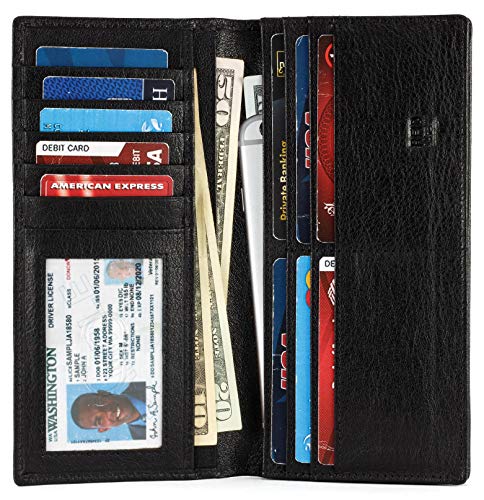 Image of RFID Blocking Mens Genuine leather Bifold Long Wallet