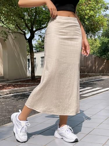 Womens Summer Long Midi Skirt High Waist Loose A Line Knee Length Skirts For Women3