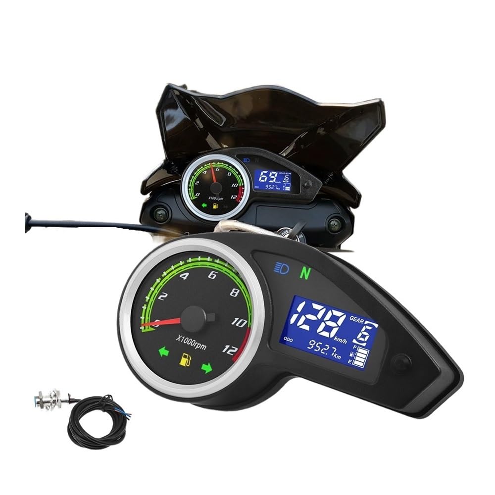 Contagiri moto strumento Contagiri universale per motocicletta Contachilometri digitale 12000RPM Misuratore di giri LED Strumento misura per 124 per cilindro