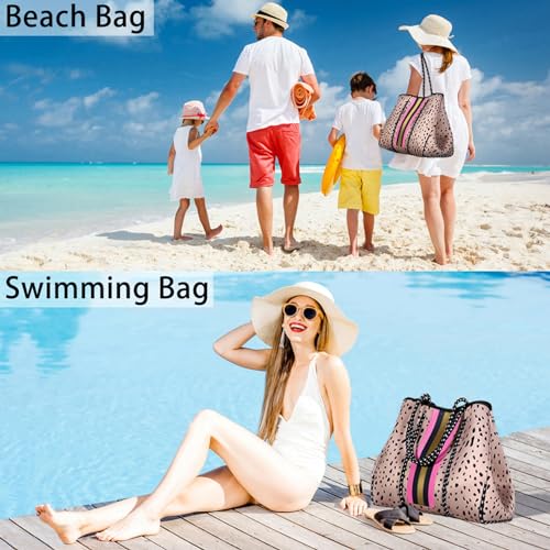 Image of IBFUN Neoprene Tote Bag Large Beach Bag for Women Pool Gym Tote Bag Travel Tote Bag
