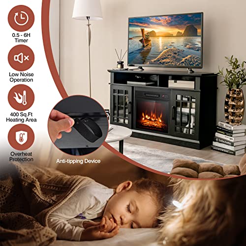 image for COSTWAY Electric Fireplace TV Stand for TVs Up to 55 Inches, 18-Inch F