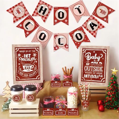 Hot Cocoa Bar Kit - Banner, Chocolate Bar Sign...