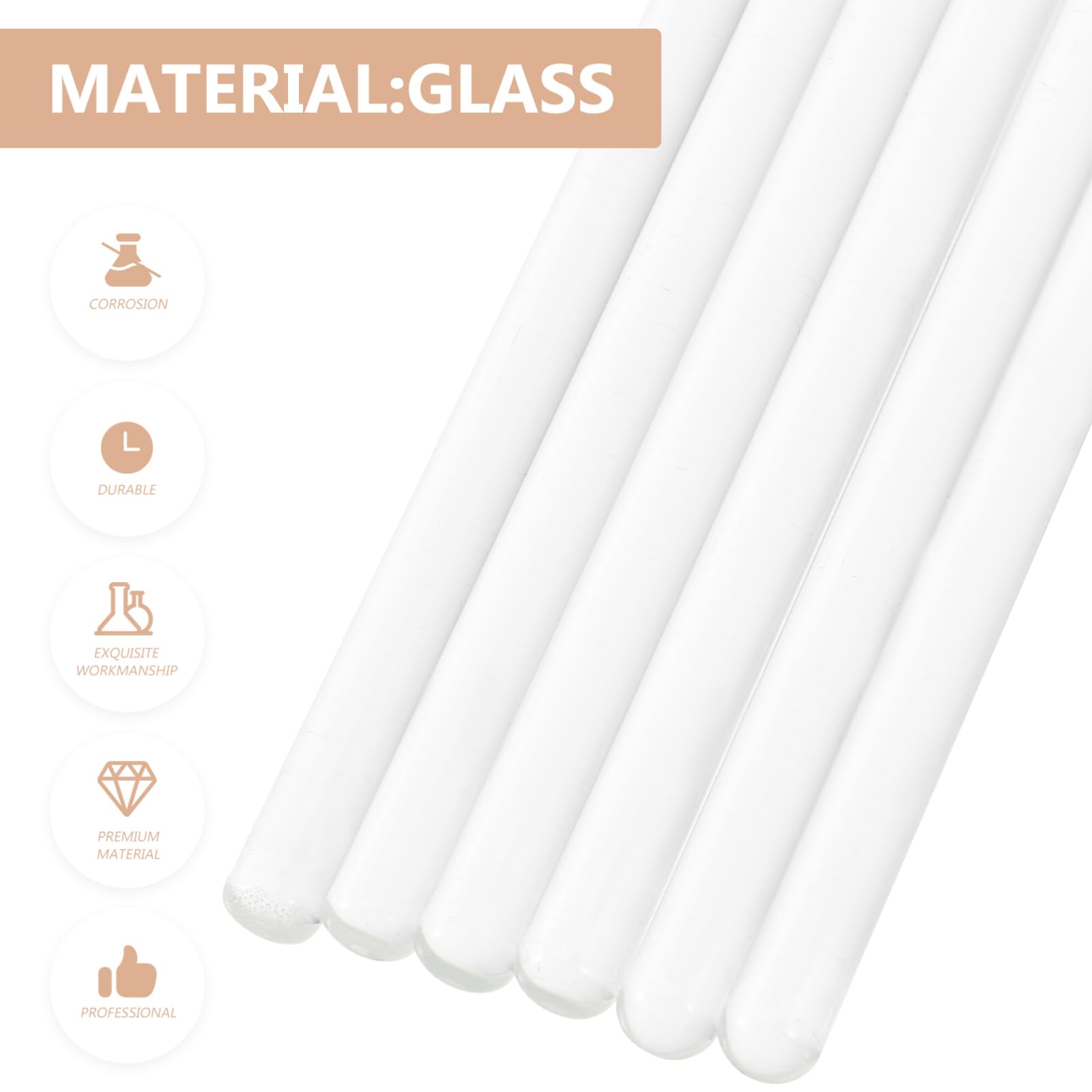 STOBAZA 6Pcs Round End Glass Stirring Rods Borosilicate Laboratory Stir Sticks for Mixing and Draining Liquids