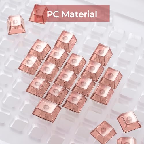 Image of GMKWTL XVX Blank Crystal Transparent Keycaps, PC Material Custom DIY Sweet Heart Keyboard Caps, Backlit Pink Candy Keycap Cherry Profile for MX Switches Mechanical Keyboard (21pcs)