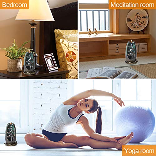 SOLEJAZZ Backflow Incense Burner Waterfall Incense Holder with 120 Incense Cones & 30 Incense Sticks for Home Office Yoga Aromatcherapy Ornamen - Thumbnail 7