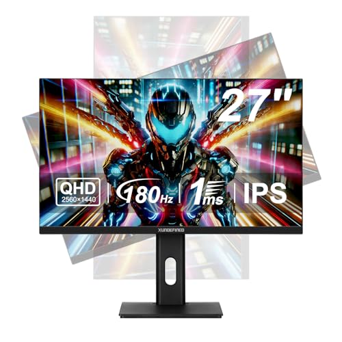 Image of 27 inch 180Hz Gaming Monitor with Speaker, 2560x1440 Fast IPS Screen, 2x HDMI 2.0, 2x Display Port 1.4, 114% sRGB, HDR10, Freesync & G-SYNC Compatible, Height /Swivel /Tilt Adjust, 3 Sides Frameless