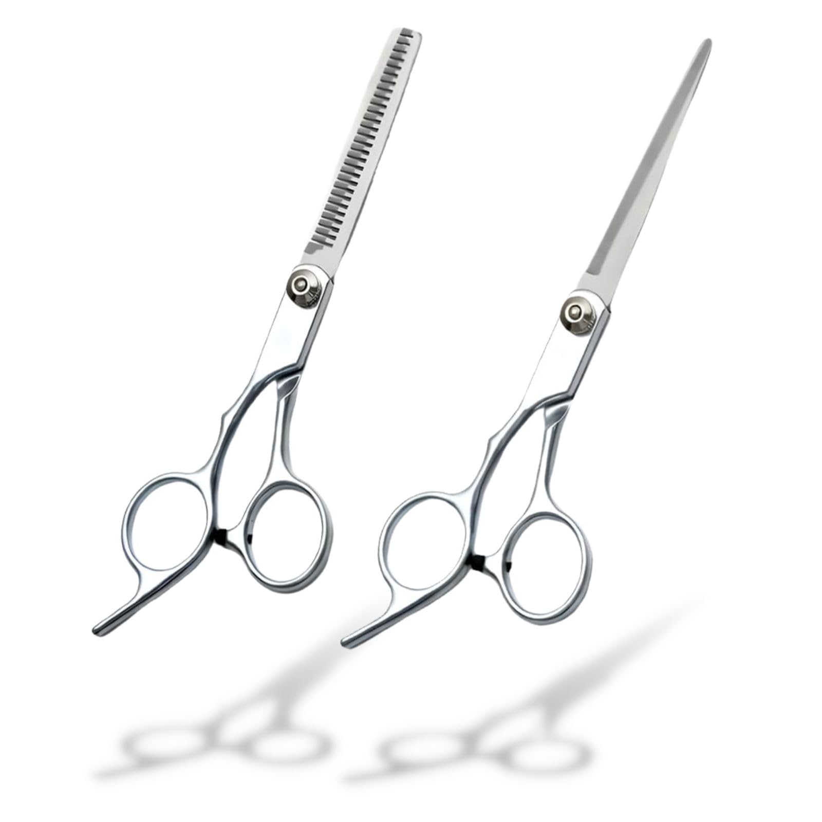 PLABBDPL 2Pcs Kit Tijeras Peluqueria Profesional, Tijeras Entresacar y Kit de Peluqueria Completo, Tijeras de Peluquero de Acero Inoxidable para Sal贸n/Hogar/Mascota
