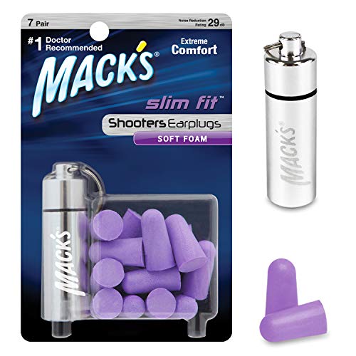 Mack’s Slim Fit Soft Foam Shooting Earplugs, 7 Pair with Travel Case...