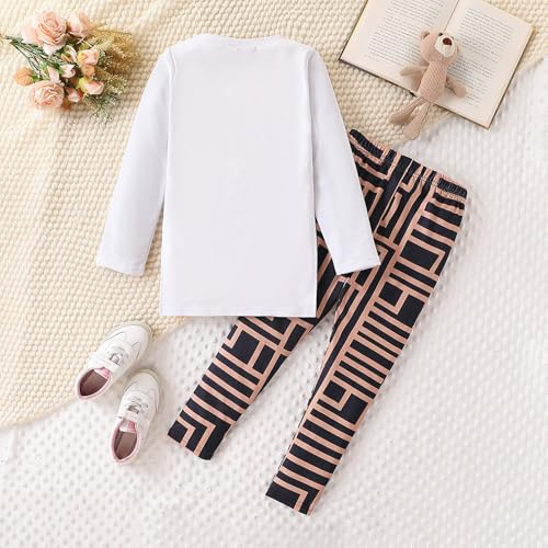 Image of Tween Girl's Letter Print Top + Jogger Pants 2 Piece Outfit Set Kids Clothing, Sizes 6-14 Years