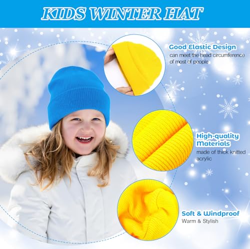 Image of Handepo 60Pcs Kids Winter Beanie and Gloves Bulk Knit Hats Gloves Warm Unisex Cold Weather Winter Gifts for Boy Girl Homeless