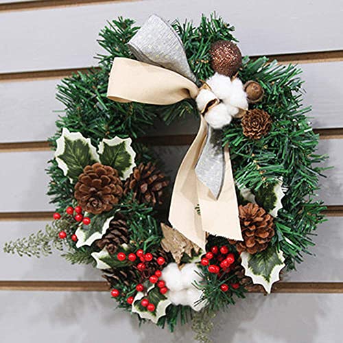 Couronne de pin décorative pour porte d'entrée et mur de salon ambiance Noël Joyeux