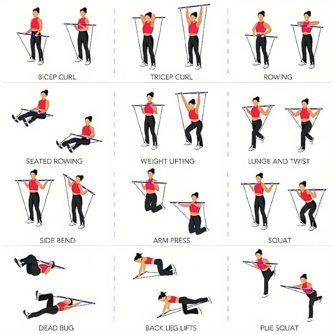 Pilates Bar Kit with Resistance Bands, Portable Yoga Exercise Stick, Home Workout Equipment 4