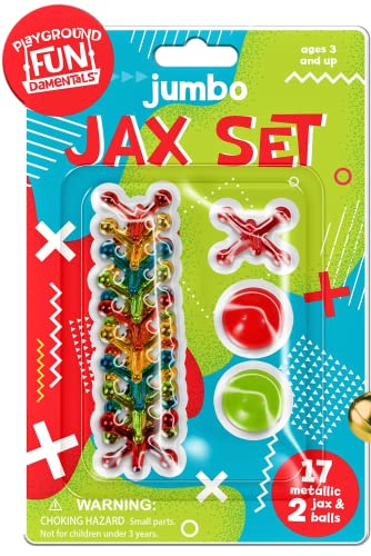 Big Jacks Toy Set Fidget Toy (2 Sets) Jumbo Jax Set & 2 Bouncy Balls Kid Games Fidget Toy Classic Retro Toys Party Favor Goodie Stuffer Table Game for Kids Sensory Toys. Plus 1 Sticker ANK-1000187-2s