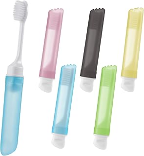 Caromoriber House 5-Piece Travel Folding Toothbrush, Portable Soft Toothbrush Head Foldable Travel Toothbrush For Travel, Business Travel, Camping, etc. For Adults, Kids Toothbrushes (5 Colors)