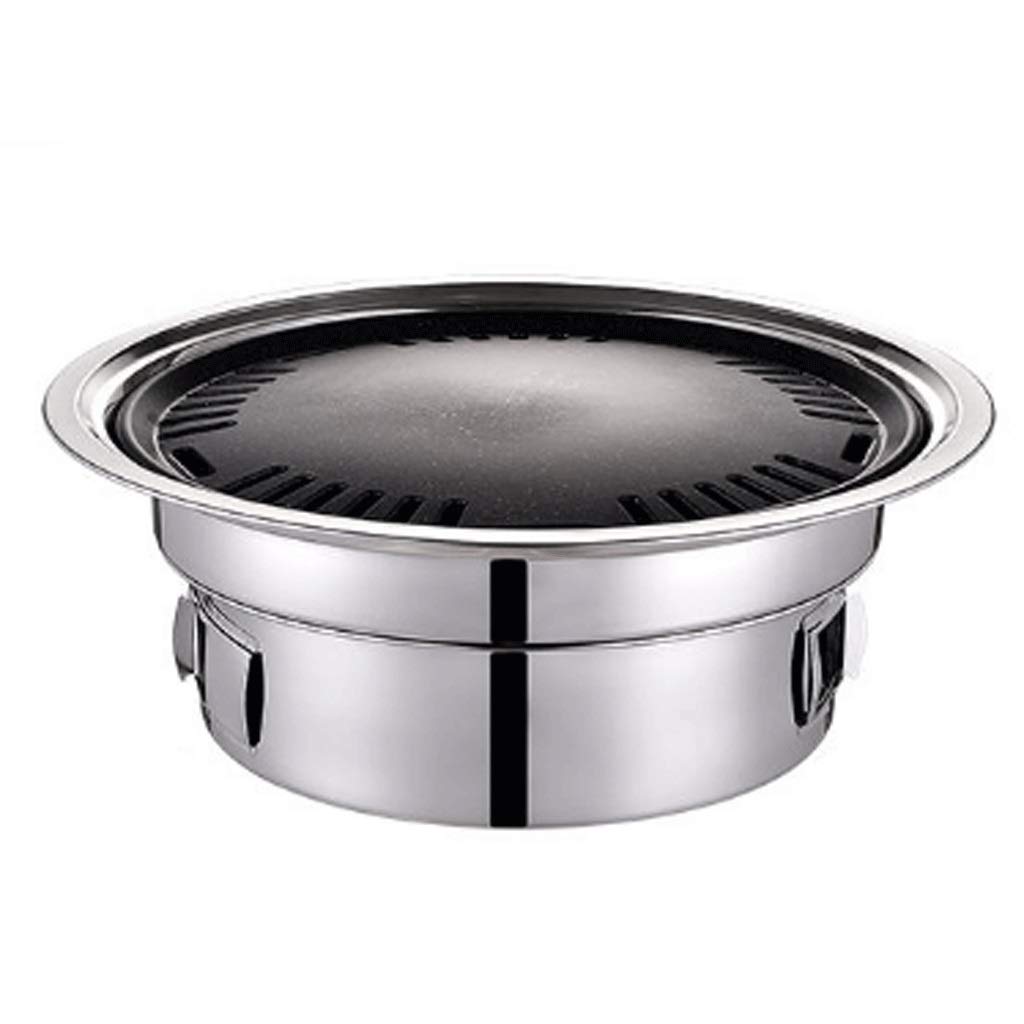 Ogród ognisko okrągłe ze stali nierdzewnej 40 cm na zewnątrz patio stal ognisko miska grill na podwórko, kemping, piknik, ognisko, ogród W miska do grilla (rozmiar: średni)